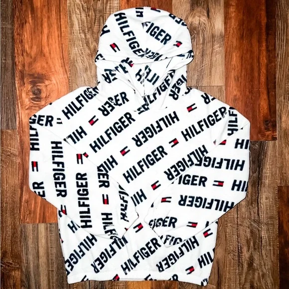 Tommy Hilfiger Girls Sport Popover Hoodie - White/Blue, Size XL (16) - Picture 8 of 8